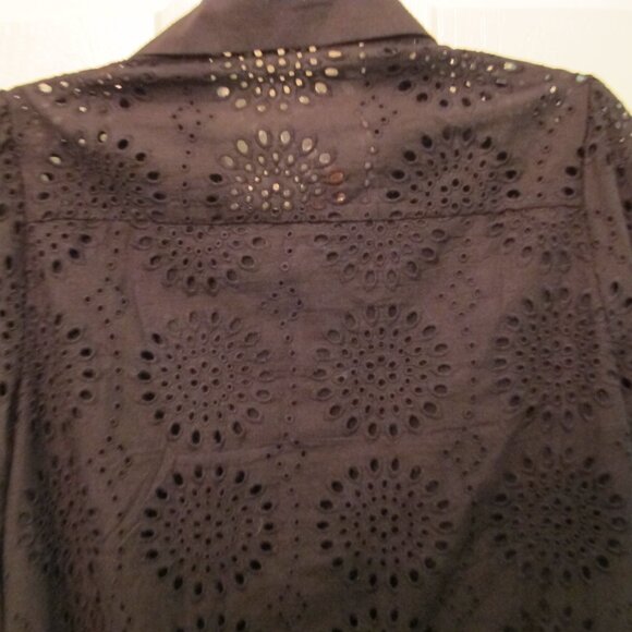 Pretty Garden Women's Lace Sheer Button Down Blouse Long Sleeve Collared W Tags - Picture 7 of 7